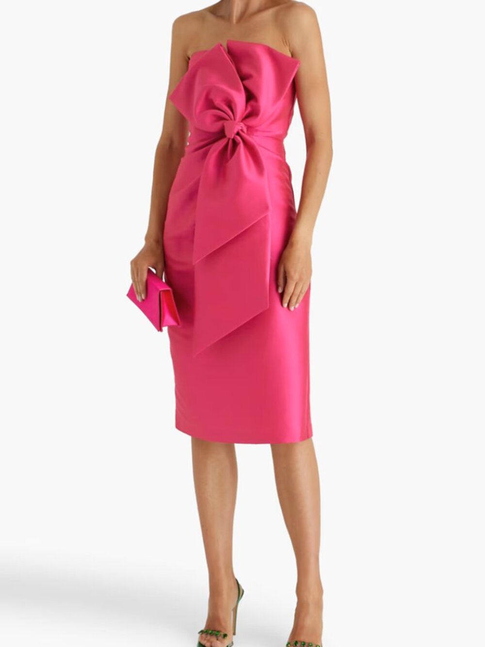 Badgley Mischka Strapless Bow-Front Bodycon Dress